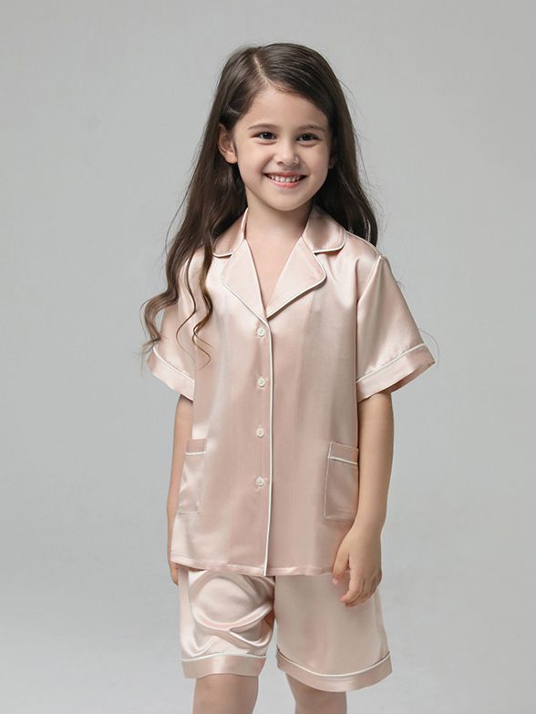 19 Momme Kids Short Silk Pajama Set For Boys and Girls